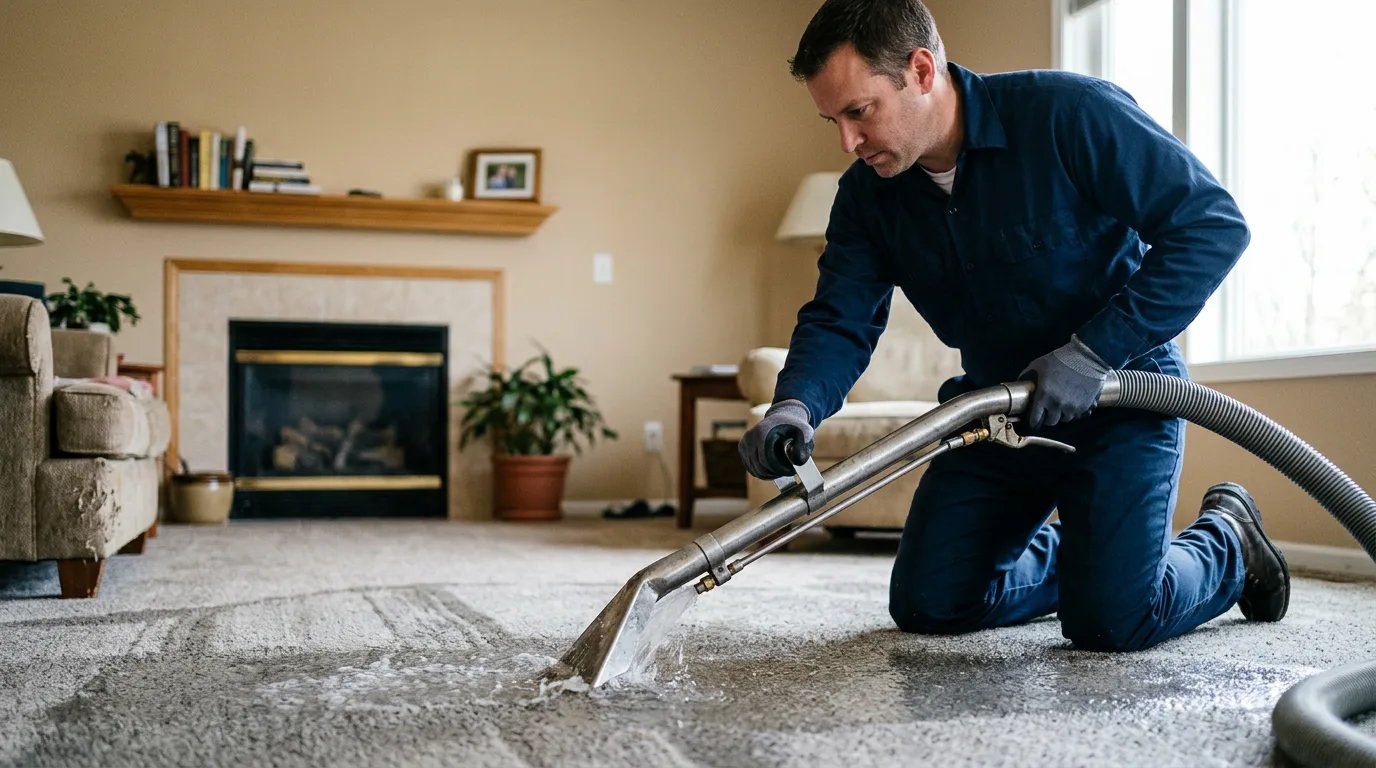 Water damage restoration technician working near Grayson, KY